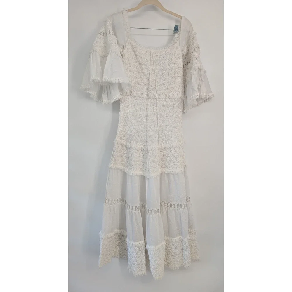 NWT Alexis Guinevere Off-shoulder Smocked Maxi Dress Size S White #1B607